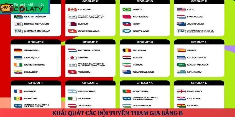 Khái quát các đội tuyển tham gia bảng B